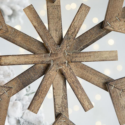 Room & Decor 17.7" Large Fir Wood Snowflake Ornaments - Set of 2, Rust