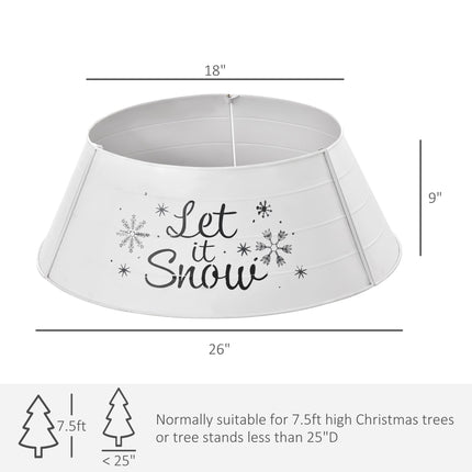 Homcom Steel Christmas Tree Collar - 26" White Ring Skirt Decoration