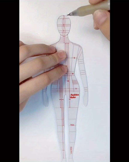 Fashion Designer's Acrylic Sketch Ruler - Ultimate Guide for Human Figure and Garment Designs