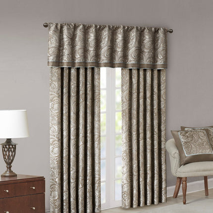 Room and Decor Jacquard Window Valance, Blue Brown, 50x18", Elegant De