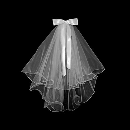 Peekaboo Studio Bridal Pearl Headdress with Elegant Ribbon Bowknot