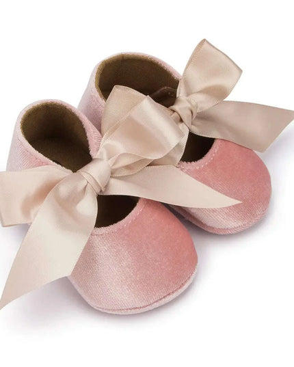 Adorable Baby Girl Crib Shoes with Butterfly Knot - Non-slip Soft Cotton Rubber First Walkers