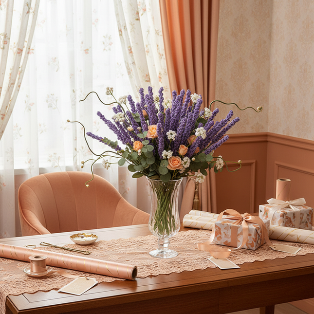 Peekaboo Studio Hand-Woven Lavender Artificial Flower - Wool & Realist