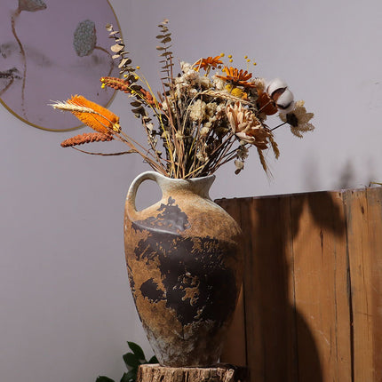 Mottled Kettle Ceramic Vases Set New Chinese Style Stoneware Butterfly Motif