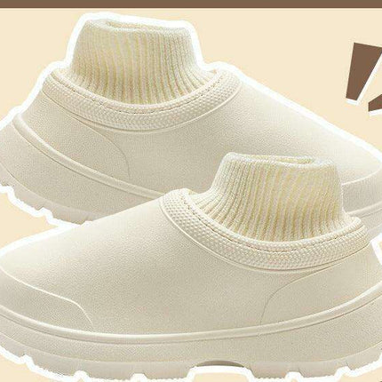 Cozy Velvet-Lined Waterproof Slides for Winter 2023 - Unisex Plush Cotton Footwear