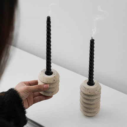 Nordic Cave Stone Candle Holder — Hand Polished Natural Yellow