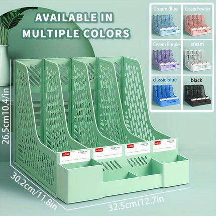 4-Compartment Desk Organizer with Built-in Pen Holder