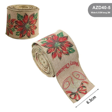 Peekaboo Studio Linen Christmas Ribbon - Rattan Garland, Festive Decor