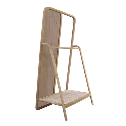 Room & Decor Large Brown Wood Clothes Hanger with Mirror & Storage She