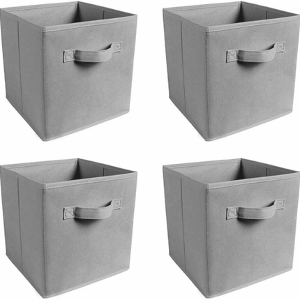 Peekaboo Studio 4 Pack Foldable Canvas Storage Box, Space-Saving Desig