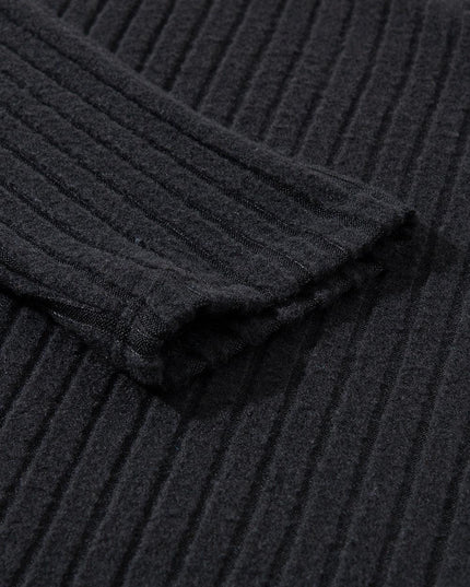 Elegant Black Ribbed V-Neck Lounge Set