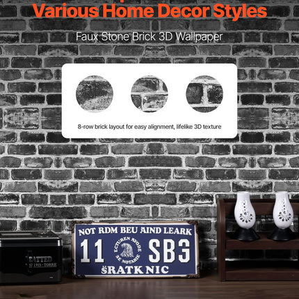 Peekaboo Studio Gray Brick Peel and Stick Wallpaper - Waterproof & Eas