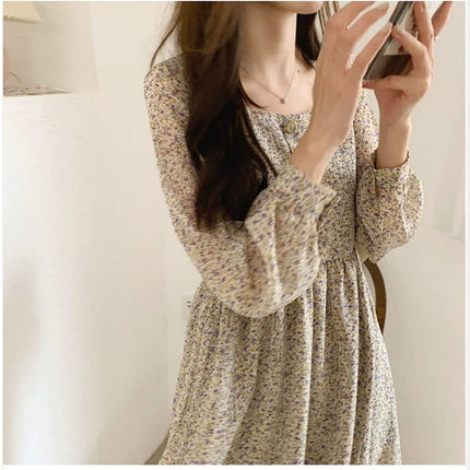 Fashionable Square Neck Floral Dress For Women