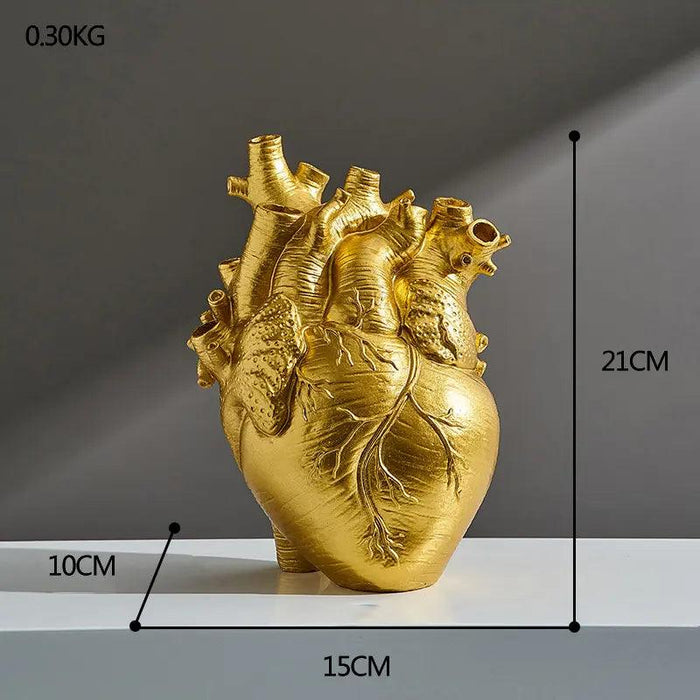 Anatomical Heart Resin Flower Vase - Unique Home Decor Accent