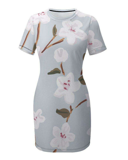 Elegant Ivory Short Sleeve Crew Neck Dress - Perfect for Any Occasion