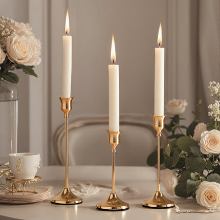 Copper Color Aluminum Alloy Candle Holder With Electroplated Ornaments