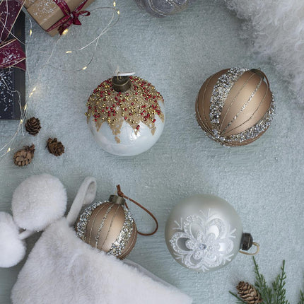 Room and Decor D3.9" Glass Christmas Ball Ornaments - Set of 6, Multi-