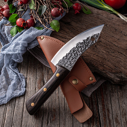 Stainless Steel Slaughter Knife For Deboning And Meat Cutting With PU Leather