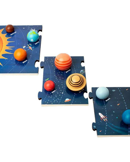 Galactic Discovery Wooden Puzzle Set: Solar System Adventure Kit for Kids
