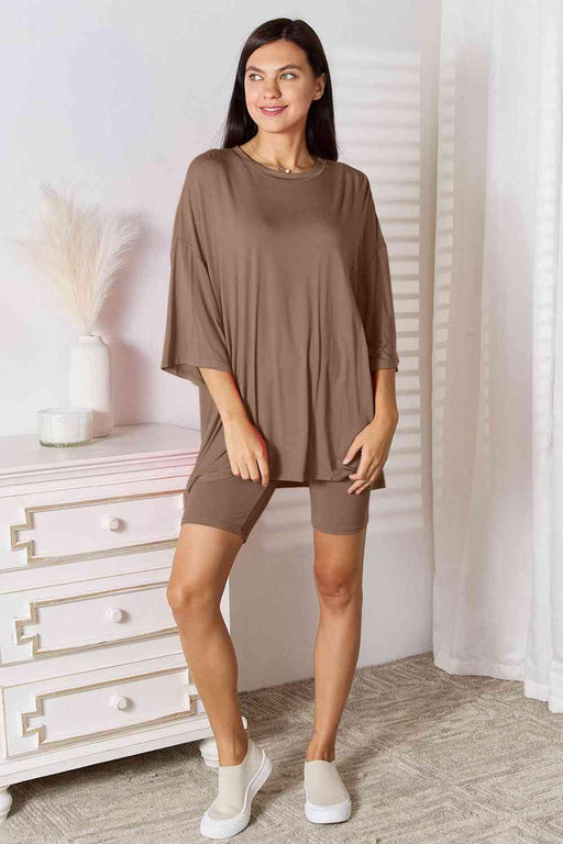 Soft Rayon Three-Quarter Sleeve Top and Shorts Set with Basic Elegance