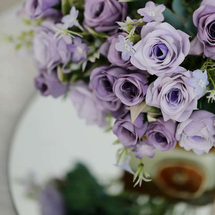 AliKopy 12" Lavender Lilac Real Touch Silk Rose Bouquet, Faux Bridal F