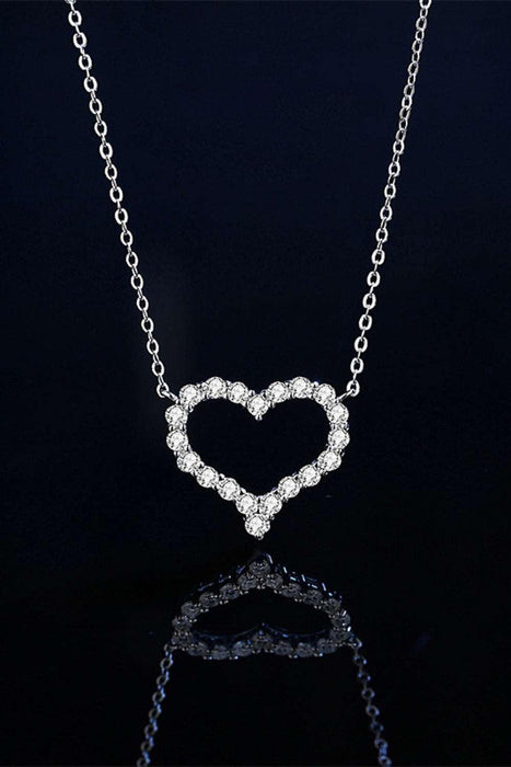 Dazzling Lab-Diamond Heart Pendant Necklace with Platinum Finish and Adjustable Chain