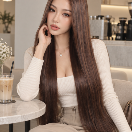 4x4 Lace Straight Human Hair Wig — Chocolate Brown, 150% Density