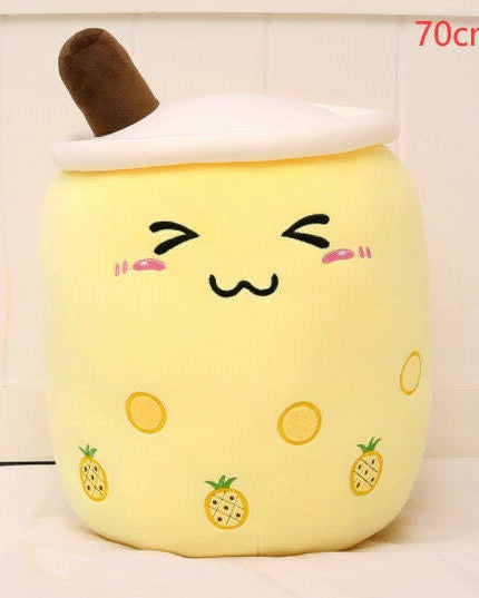 Cute Fruit Drink Plush Stuffed Soft Strawberry Milk Tea Plush Boba Tea Cup Toy Bubble Tea Pillow Cushion Kids Gift