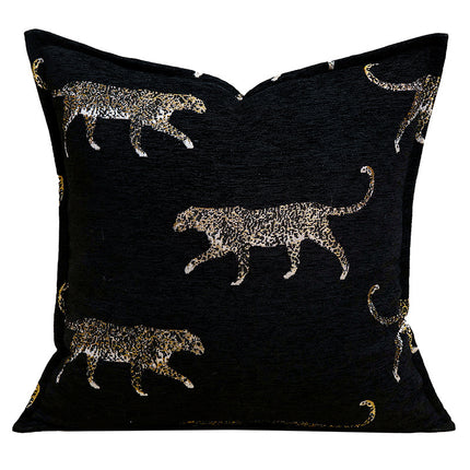 French-style Luxury Sofa Black-and-gold Throw Cushion Backrest Fur Fab