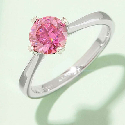 Rainbow Lab-Created Diamond Solitaire Ring with Platinum Coating