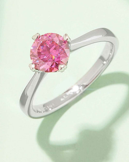 Rainbow Lab-Created Diamond Solitaire Ring with Platinum Coating