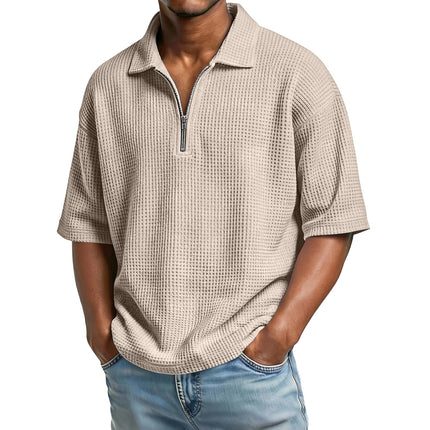 Peekaboo Studio Men's Waffle-Weave Polo Shirt, Short-Sleeved, Beach St