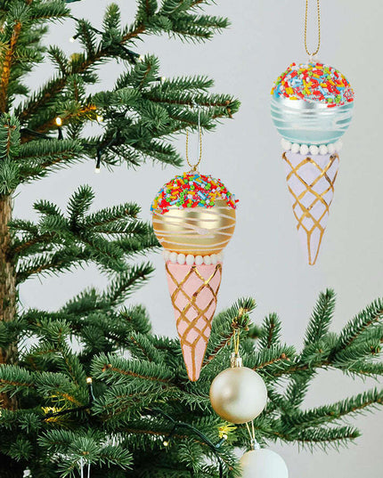 Simulation Ice Cream Christmas Tree Decorative Glass Pendant
