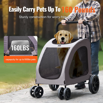 Peekaboo Studio 4-Wheel Pet Stroller, 160lbs Capacity, Portable Design
