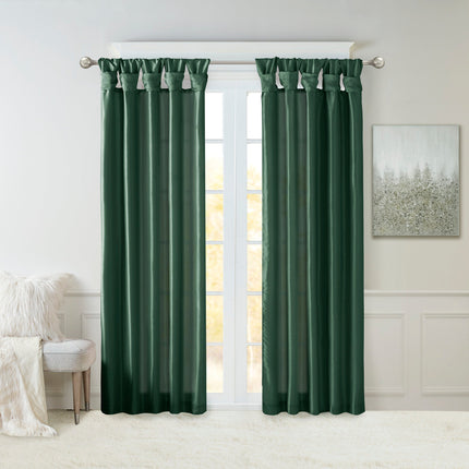 Room & Decor Twist Tab Lined Window Curtain Panel, 50x95", Green, Poly