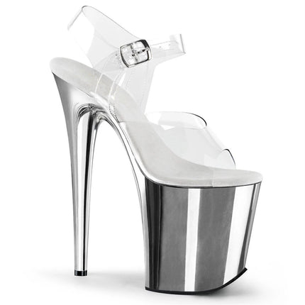Peekaboo Studio 20cm High Heel Sandals with Transparent Upper, Leather