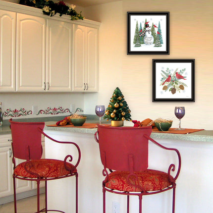 Deb Strain 2-Piece Merry Friends Black Framed Wall Art Set for Home
