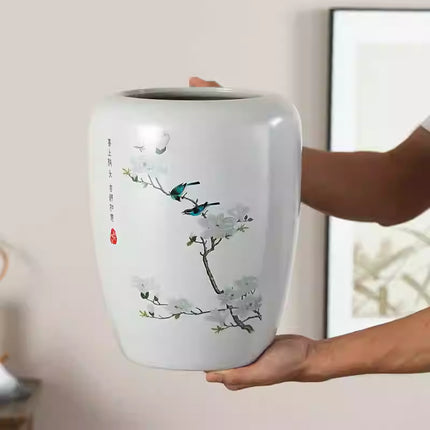 Peekaboo Studio Chinese Style Magnolia & Bird Floral Vase, Elegant Des