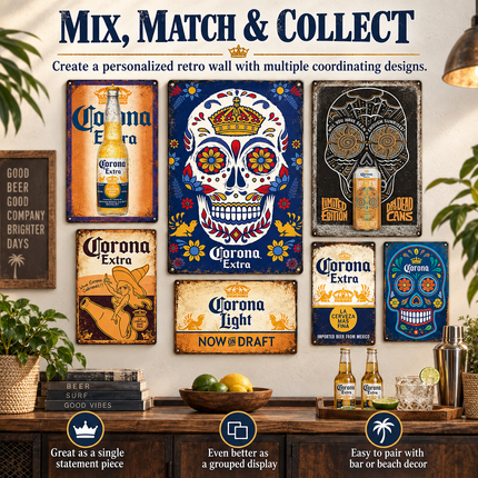 Vintage Beer Emblem Metal Wall Art — Retro Home Bar, Garage & Man Cave Sign