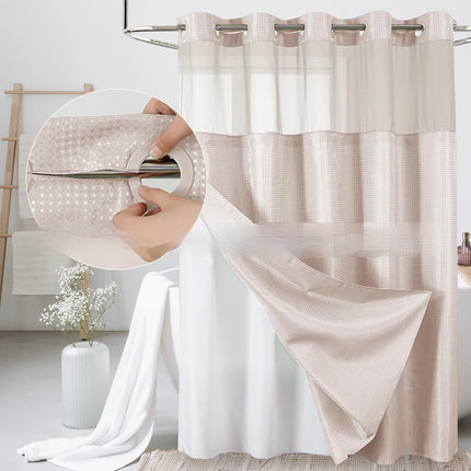 Waffle-Pattern Double-Layer Shower Curtain | 19 Colors