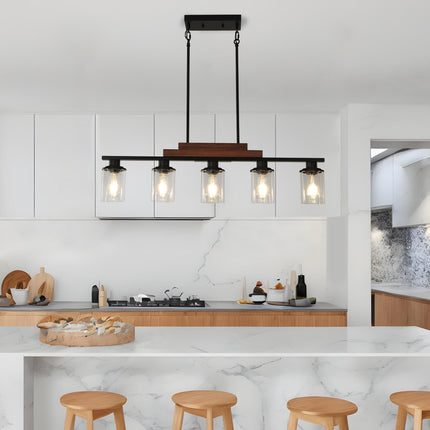 Room & Decor Farmhouse Industrial 5-Light Pendant, Adjustable Height,