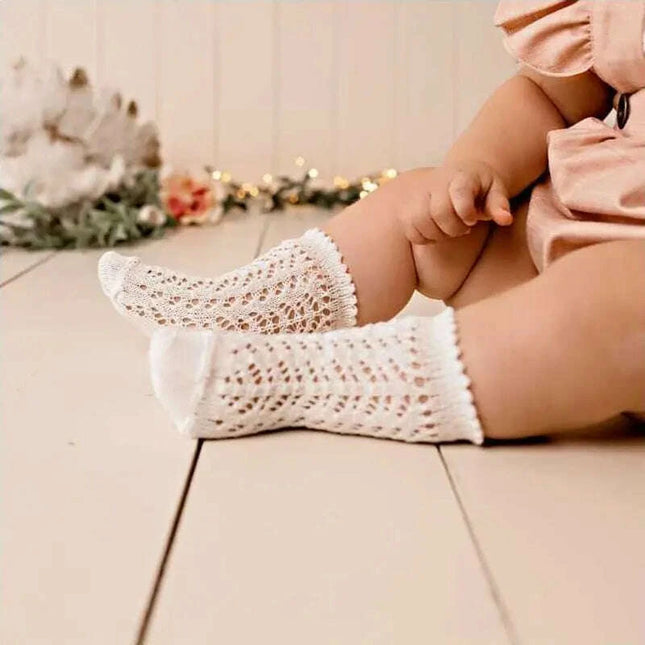 Knee High Cotton Socks for Girls - Adorable Knitted Princess Design for Toddlers and Infants