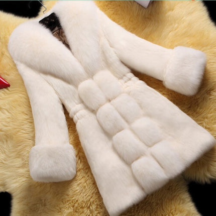 Women's Faux Fur Coat with Statement Collar and Cuffs