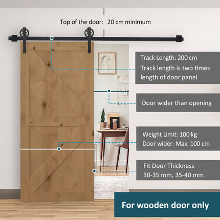 Carbon Steel Sliding Barn Door Hardware Kit 6.6 FT | Très Élite