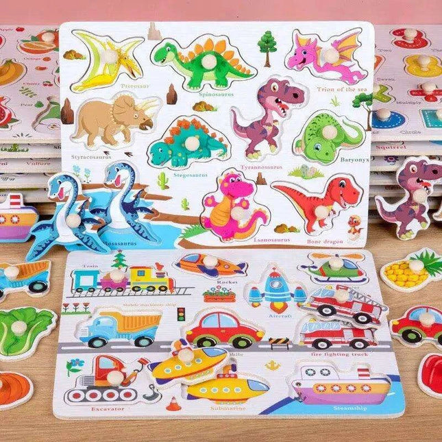 Interactive Montessori Wooden Puzzle Set - Fun Learning Toy for Early Childhood Development