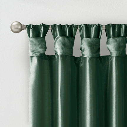 Room & Decor Twist Tab Lined Window Curtain Panel, 50x95", Green, Poly