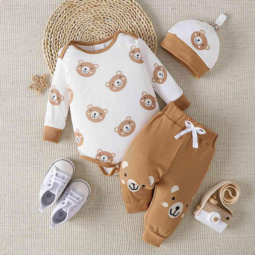 Bear Graphic Print Baby Outfit Set