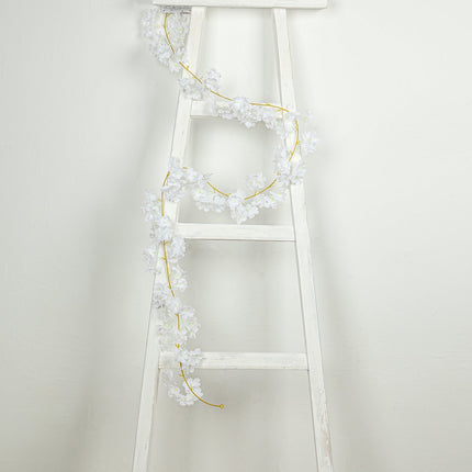 AliKopy 5 Pack White Artificial Cherry Blossom Garland - 6ft Silk Vine