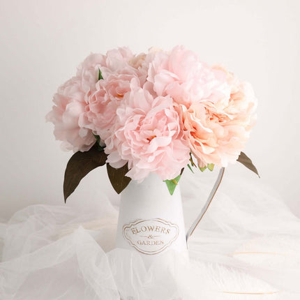 AliKopy 17" Blush Artificial Silk Peony Bouquets - Real Touch, 2 Pack