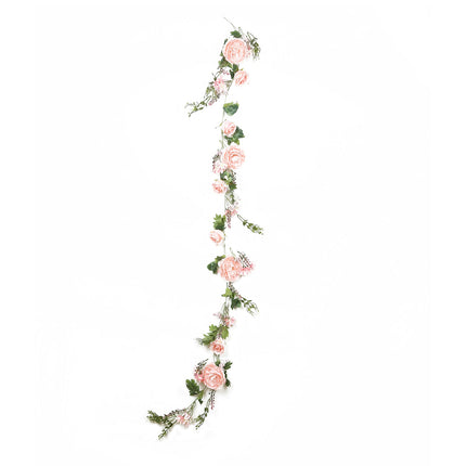 AliKopy 6ft Blush Silk Rose Peony Garland, Artificial Floral Vine